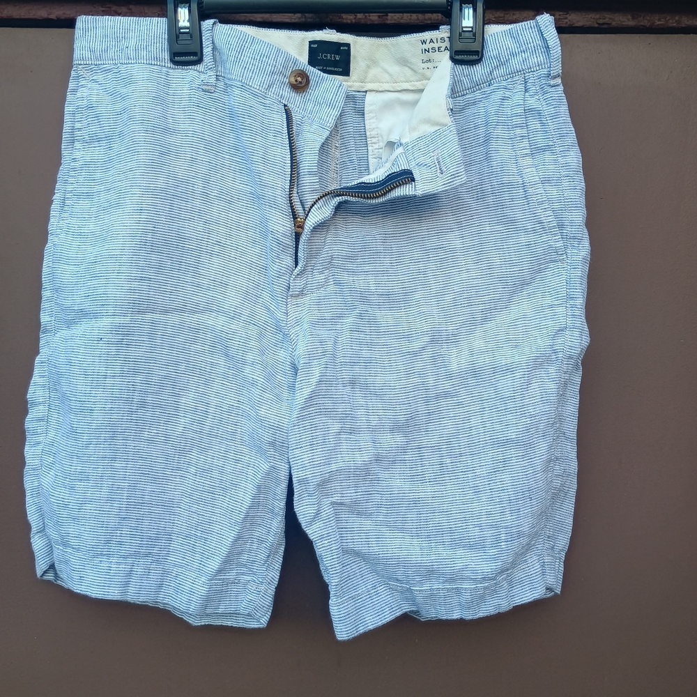J. Crew Casual Soft Striped Tan or Blue Flat Front Shorts